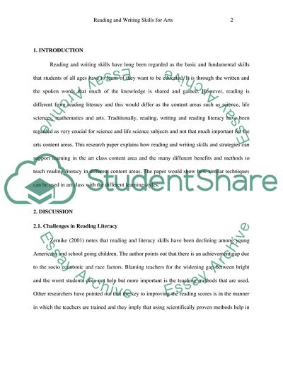 How Reading and Writing Skills and Strategies Can Support Learning in Art Classes