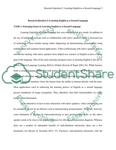 Emerging Issues in Learning English as a Second Language