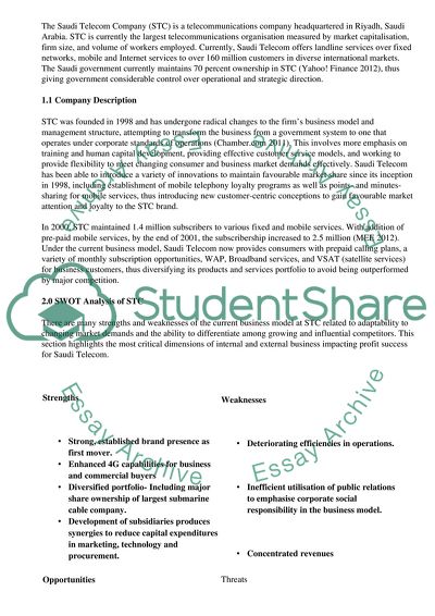 Strategic Appraisal: Saudi Telecom