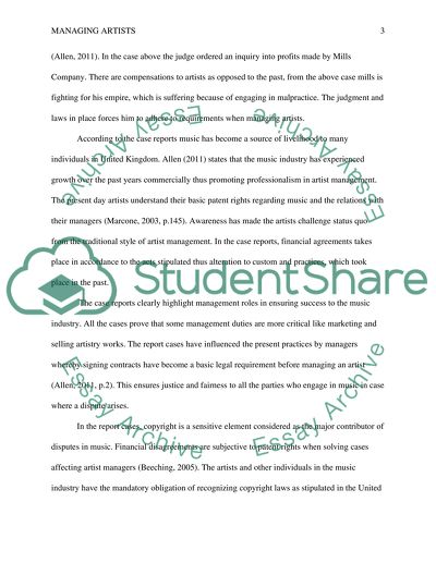 Managing Artists in the Music Industry of the United Kingdom