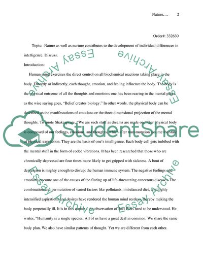 Nature and Nurture Contributes to the Development of Individual Differences in Intelligence