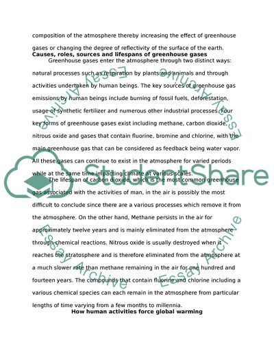 The Concentration of Greenhouse Gases in the Atmosphere