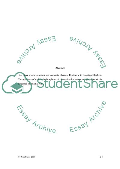 Comparison of Classical Realism with Structural Realism