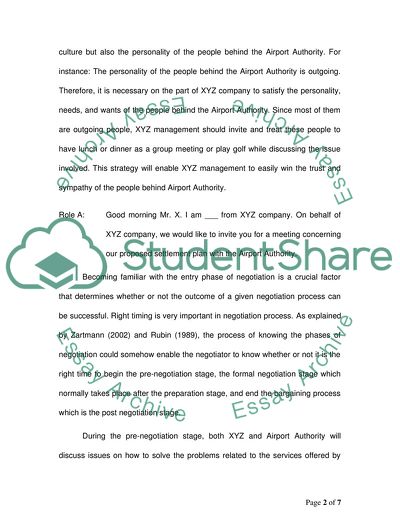 Negotiating Strategy on XYZ Airport Services
