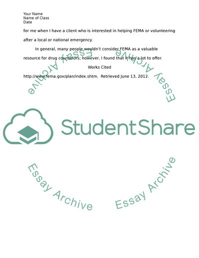 (FEMA) Federal Emergency Management Agency