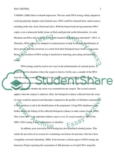 Criminal Justice Technology: DNA Testing