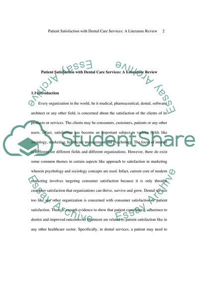 Patient satisfaction with dental care services