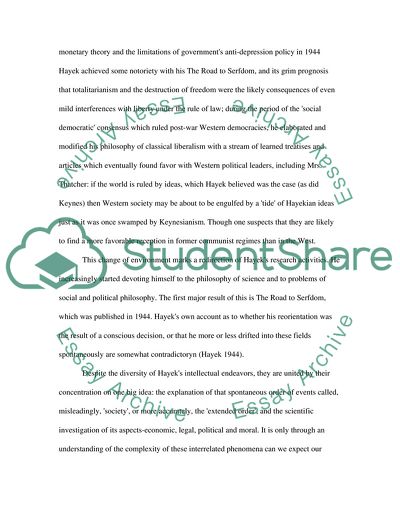 Freidrich Hayeks Impact on our Understanding of the Information Society