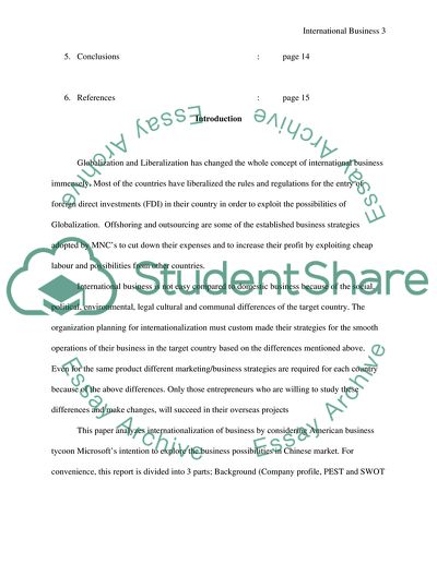 Planning Business Opportunity Implementation for International Company