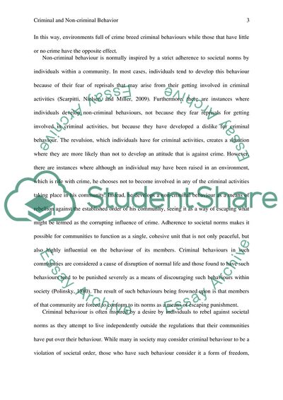 Criminal and Non-criminal Behaviour