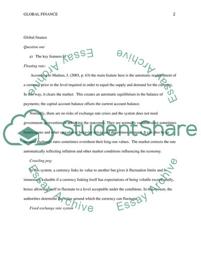 Some Issues of Global Finance