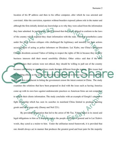 Critique of Shi Tao vs. Yahoo Case