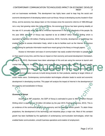 Contemporary Communication Technologies Impact on Economic Development