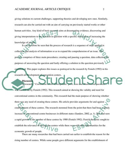 Academic Journal Article Critique