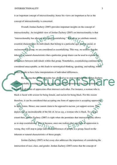 The Concept of Intersectionality Basing on the Work of Jordan-Zachery