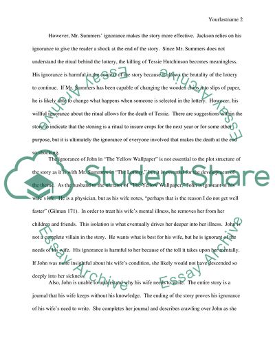 Ignorance in Harrison Bergeron, The Lottery, and The Yellow Wallpaper