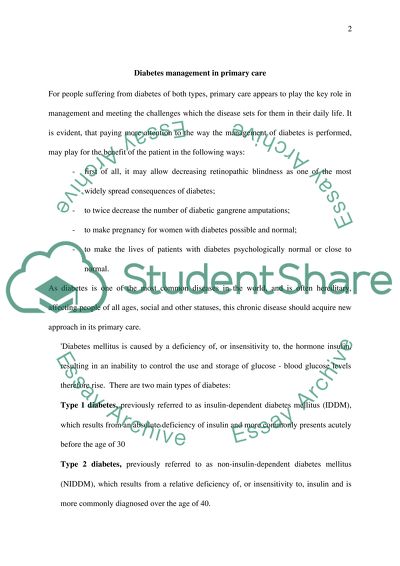Diabetes Management in Primary Care