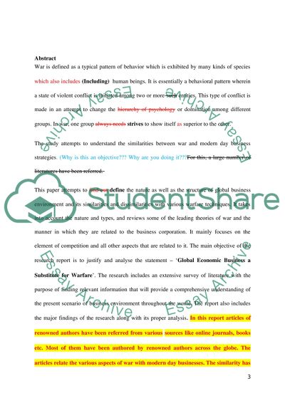 Global Economic Business a Substitute for Warfare