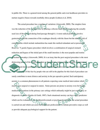 Anxiety Prior to Gastric Bypass Surgery