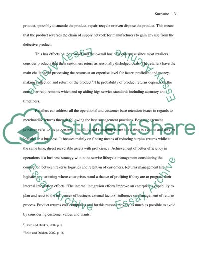 Marketing Channel - Reverse logistics