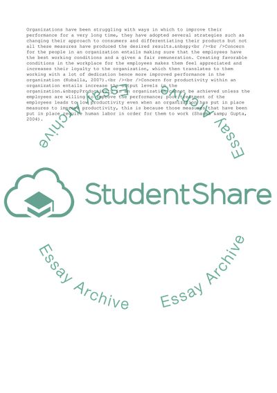 Improvement of Workers Productivity