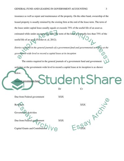 General Fund and Leasing in Government Accounting