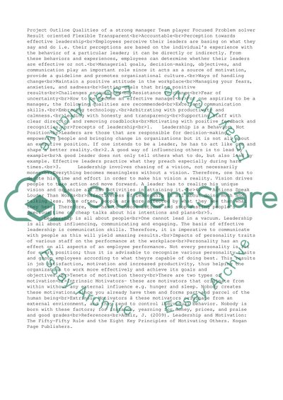 Qualities of a Strong Manager and Perception Towards Effective Leadership