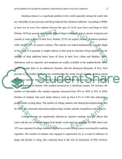 Development of Cigarette Smoking Addiction in Urban College Campuses