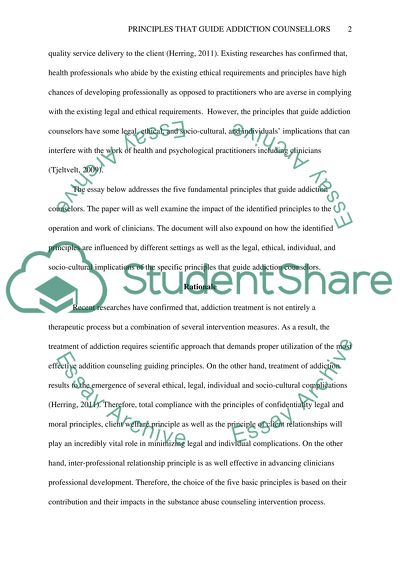 Principles That Specifically Guide Addictions Counselors