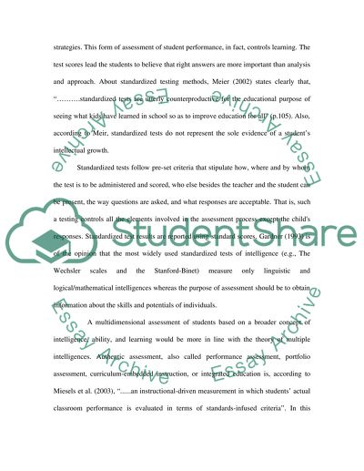Authentic Assessment vs. Standardized Testing