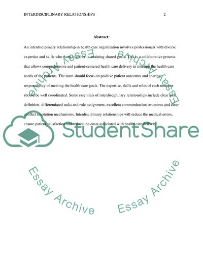 Interdisciplinary Relationships