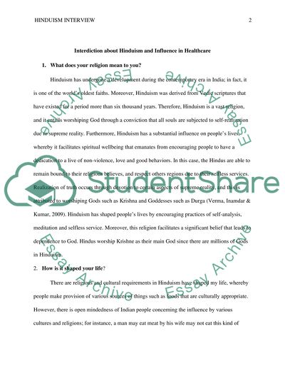 Interdiction about Hinduism and Influence in Healthcare