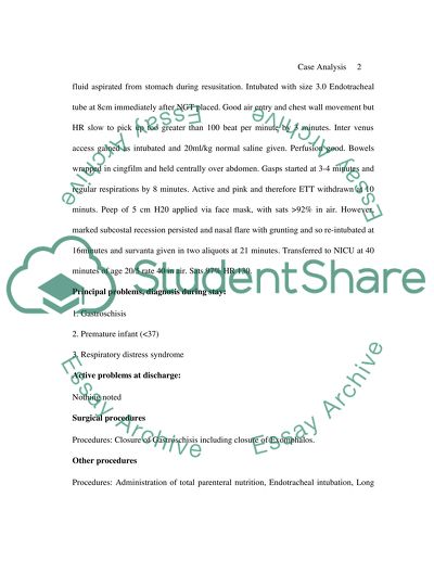 Neonatal intensive care: Analysis of a Case Study Of An Infant in the Intensive Care Setting