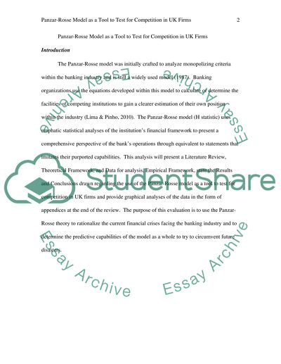 Panzar-Rosse Model as a Tool to Test for Competition in the UK Firms