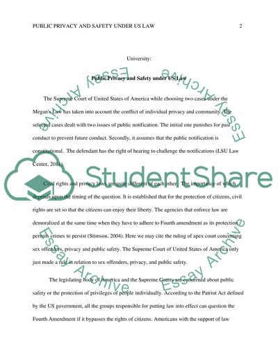 Public Privacy and Safety under US Law