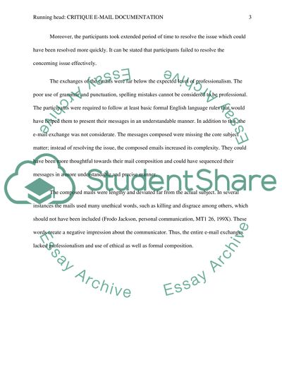 Critique E-Mail Documentation