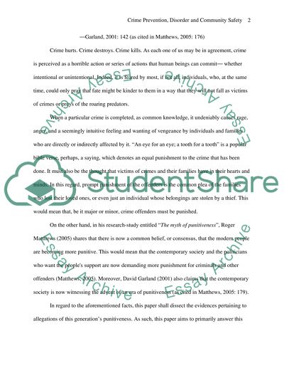 Crime Prevention, Disorder, and Community Safety