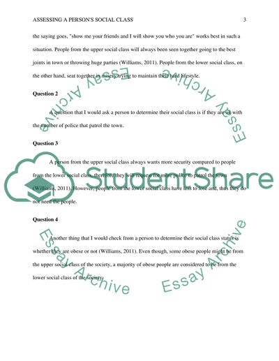 Assessing a Persons Social Class