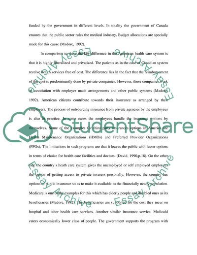 Comparison of American and Canadian Health Care System