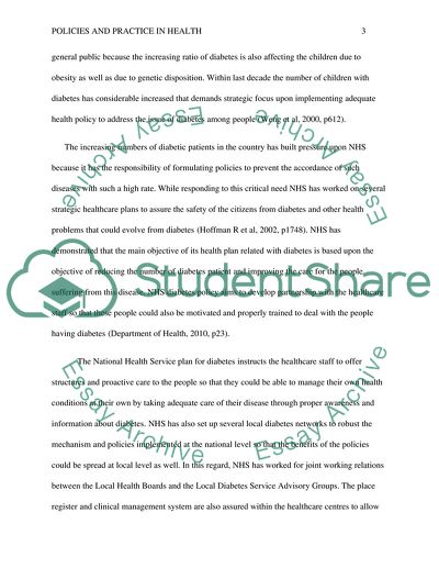 Policies and Practice in Health: Diabetes