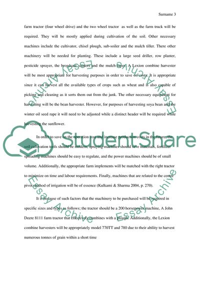Machinery Planning Exercise