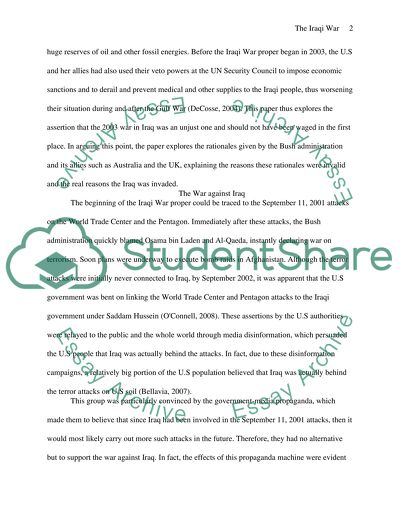 2003 War in Iraq : Just or Unjust War