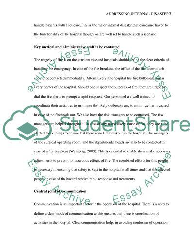 Health Administration - Addressing Internal Disaster