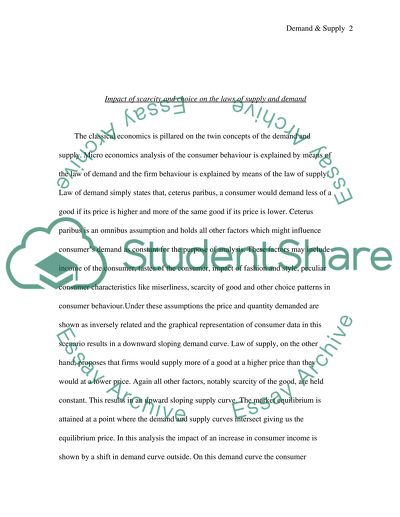 Impact of Scarcity and Choice on the Laws of Supply and Demand