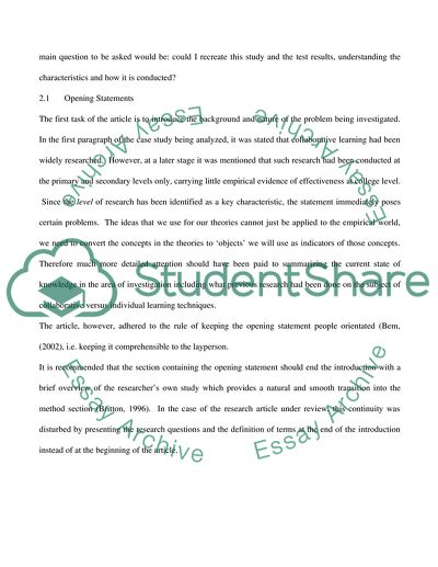 The Critique of a Published Research Article