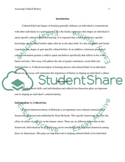 Asseing Cultural History