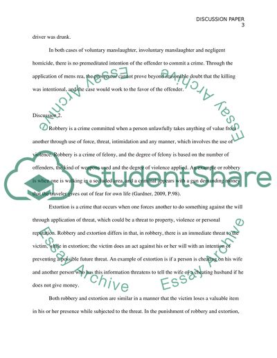 Voluntary Manslaughter, Robbery