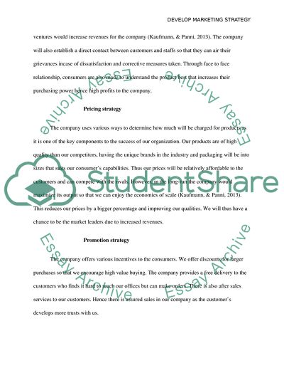 Develop marketing strategie