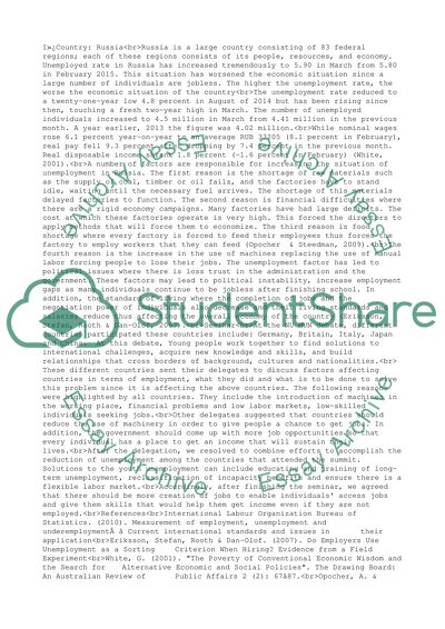 Youth Unemployment as a Social Economic Challenge