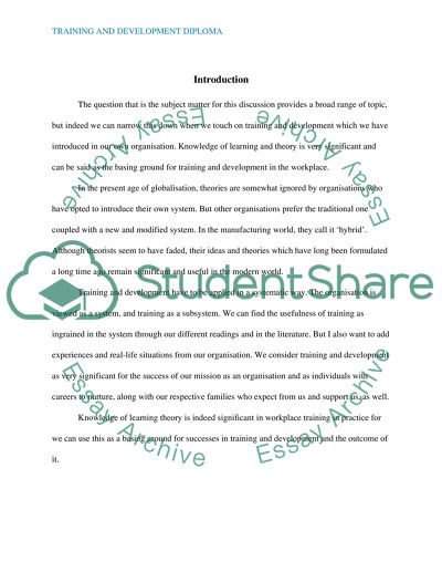 The Learning Process and Practice of Training